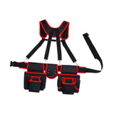 Maxbell Tool Belt with Suspenders Dad Gift Pack Organizer for Adults Family Plumbing Black Red
