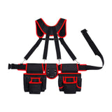 Maxbell Tool Belt with Suspenders Dad Gift Pack Organizer for Adults Family Plumbing Black Red