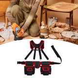 Maxbell Tool Belt with Suspenders Dad Gift Pack Organizer for Adults Family Plumbing Black Red