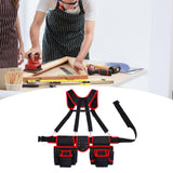 Maxbell Tool Belt with Suspenders Dad Gift Pack Organizer for Adults Family Plumbing Black Red