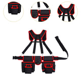 Maxbell Tool Belt with Suspenders Dad Gift Pack Organizer for Adults Family Plumbing Black Red
