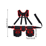 Maxbell Tool Belt with Suspenders Dad Gift Pack Organizer for Adults Family Plumbing Black Red
