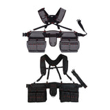 Maxbell Tool Belt with Suspenders Tool Organizer for Plumbing Woodworking Woodworker Gray Red