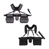 Maxbell Tool Belt with Suspenders Tool Organizer for Plumbing Woodworking Woodworker Gray Red