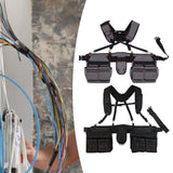 Maxbell Tool Belt with Suspenders Tool Organizer for Plumbing Woodworking Woodworker Gray Red