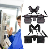 Maxbell Tool Belt with Suspenders Tool Organizer for Plumbing Woodworking Woodworker Gray Red