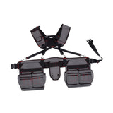 Maxbell Tool Belt with Suspenders Tool Organizer for Plumbing Woodworking Woodworker Gray Red