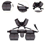 Maxbell Tool Belt with Suspenders Tool Organizer for Plumbing Woodworking Woodworker Gray Red