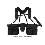 Maxbell Tool Belt with Suspenders Tool Organizer for Plumbing Woodworking Woodworker Black Red
