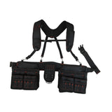 Maxbell Tool Belt with Suspenders Tool Organizer for Plumbing Woodworking Woodworker Black Red
