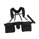 Maxbell Tool Belt with Suspenders Tool Organizer for Plumbing Woodworking Woodworker Black Red