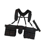 Maxbell Tool Belt with Suspenders Tool Organizer for Plumbing Woodworking Woodworker Black Red