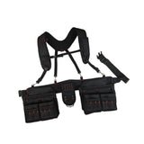 Maxbell Tool Belt with Suspenders Tool Organizer for Plumbing Woodworking Woodworker Black Red