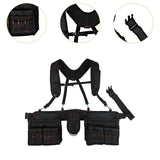 Maxbell Tool Belt with Suspenders Tool Organizer for Plumbing Woodworking Woodworker Black Red