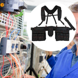 Maxbell Tool Belt with Suspenders Tool Organizer for Plumbing Woodworking Woodworker Black Red