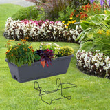 Maxbell Balcony Planter Outside Yard Decoration Hanging Flower Pot for Railing/fence Dark Gray