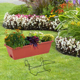 Maxbell Balcony Planter Outside Yard Decoration Hanging Flower Pot for Railing/fence Red