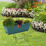 Maxbell Balcony Planter Outside Yard Decoration Hanging Flower Pot for Railing/fence Dark Green