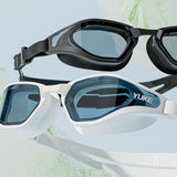 Maxbell Adults Swim Goggles Stylish Wide View Anti Fog for Men Women Snorkeling Pool Blue White Goggles