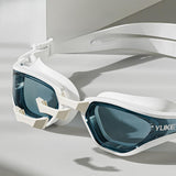 Maxbell Adults Swim Goggles Stylish Wide View Anti Fog for Men Women Snorkeling Pool Blue White Goggles