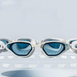 Maxbell Adults Swim Goggles Stylish Wide View Anti Fog for Men Women Snorkeling Pool Blue White Goggles