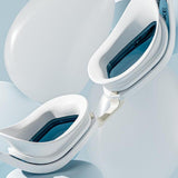 Maxbell Adults Swim Goggles Stylish Wide View Anti Fog for Men Women Snorkeling Pool Blue White Goggles