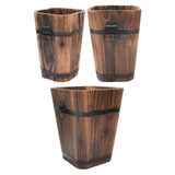 Maxbell Wooden Bucket Planter Retro Design Plant Container for Entryway Cafe Desktop S