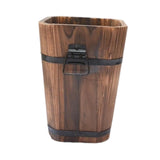 Maxbell Wooden Bucket Planter Retro Design Plant Container for Entryway Cafe Desktop M