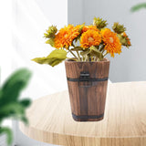 Maxbell Wooden Bucket Planter Retro Design Plant Container for Entryway Cafe Desktop M