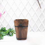 Maxbell Wooden Bucket Planter Retro Design Plant Container for Entryway Cafe Desktop M