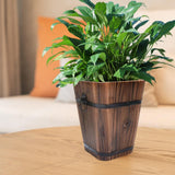 Maxbell Wooden Bucket Planter Retro Design Plant Container for Entryway Cafe Desktop L