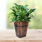 Maxbell Wooden Bucket Planter Retro Design Plant Container for Entryway Cafe Desktop L