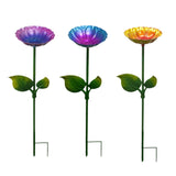 Maxbell Heavy Duty Bird Bath Bowl with Metal Stake Stand for Lawn Yard Garden Blue Violet