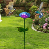 Maxbell Heavy Duty Bird Bath Bowl with Metal Stake Stand for Lawn Yard Garden Blue Violet