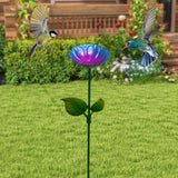 Maxbell Heavy Duty Bird Bath Bowl with Metal Stake Stand for Lawn Yard Garden Blue Violet