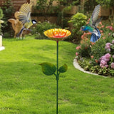 Maxbell Heavy Duty Bird Bath Bowl with Metal Stake Stand for Lawn Yard Garden Gold Brown