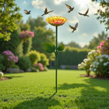 Maxbell Heavy Duty Bird Bath Bowl with Metal Stake Stand for Lawn Yard Garden Gold Brown