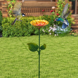 Maxbell Heavy Duty Bird Bath Bowl with Metal Stake Stand for Lawn Yard Garden Gold Brown