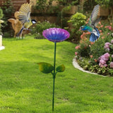 Maxbell Heavy Duty Bird Bath Bowl with Metal Stake Stand for Lawn Yard Garden Violet