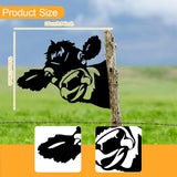 Maxbell 2D Peeping Cow Metal Art Garden Decoration Wall Sign for Entrance Lawn Patio