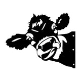 Maxbell 2D Peeping Cow Metal Art Garden Decoration Wall Sign for Entrance Lawn Patio