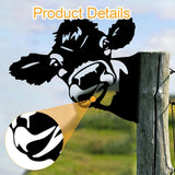 Maxbell 2D Peeping Cow Metal Art Garden Decoration Wall Sign for Entrance Lawn Patio