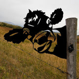 Maxbell 2D Peeping Cow Metal Art Garden Decoration Wall Sign for Entrance Lawn Patio