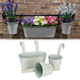 Maxbell 3 Pieces Hanging Flowerpots Rail Planters for Farmhouse Patio Indoor Outdoor Beige