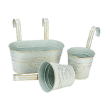 Maxbell 3 Pieces Hanging Flowerpots Rail Planters for Farmhouse Patio Indoor Outdoor Beige