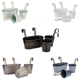 Maxbell 3 Pieces Hanging Flowerpots Rail Planters for Farmhouse Patio Indoor Outdoor Beige