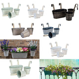 Maxbell 3 Pieces Hanging Flowerpots Rail Planters for Farmhouse Patio Indoor Outdoor Beige