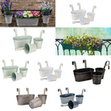 Maxbell 3 Pieces Hanging Flowerpots Rail Planters for Farmhouse Patio Indoor Outdoor Beige