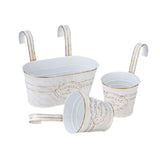 Maxbell 3 Pieces Hanging Flowerpots Rail Planters for Farmhouse Patio Indoor Outdoor White