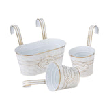 Maxbell 3 Pieces Hanging Flowerpots Rail Planters for Farmhouse Patio Indoor Outdoor White